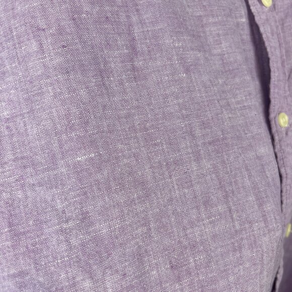 J. Crew Mens Classic Linen Blend Button Front Long Sleeve Shirt Size XXL Purple - Picture 8 of 8